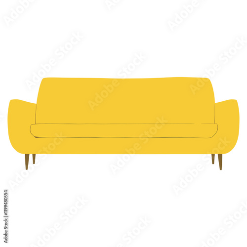 Yellow sofa illustration minimalist furniture vector