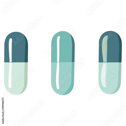 Four capsule pills illustration art pharmaceutical vector