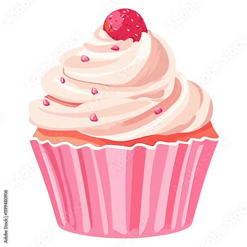 Pink cupcake illustration dessert art vector
