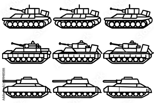 Military Tank Vector Bundle Set of Illustrations