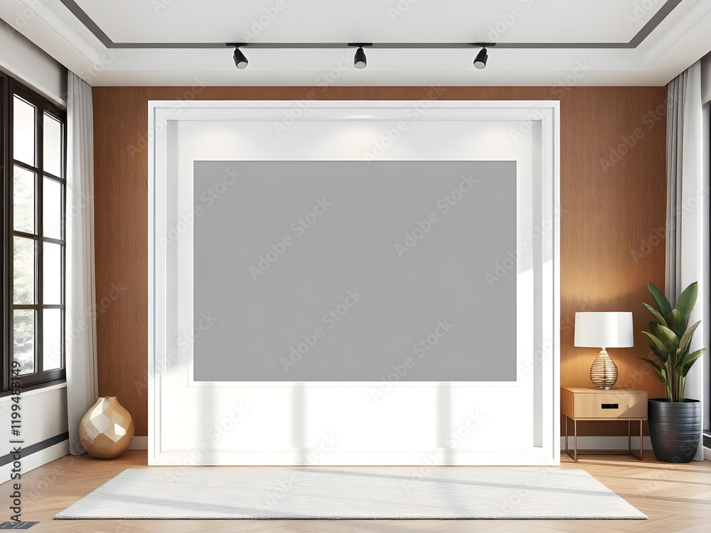 Frame mockup, ISO A paper size. Living room wall poster mockup. Interior mockup with house background. Modern interior design. 3D render Frame mockup, ISO A paper size. Living room wall poster mockup. Interior mockup with house background. Modern interior design. 3D render