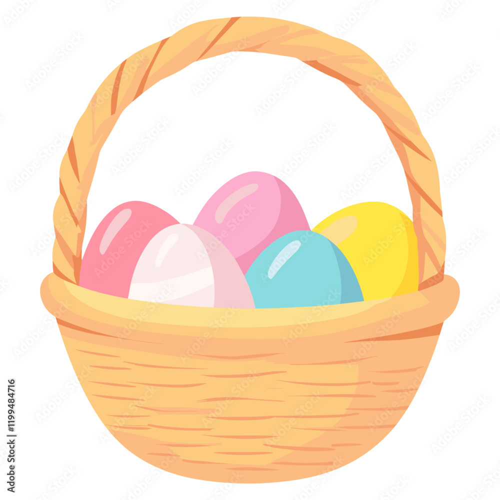 Easter basket illustration colorful easter vector