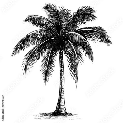 Coconut tree art drawing plant vector