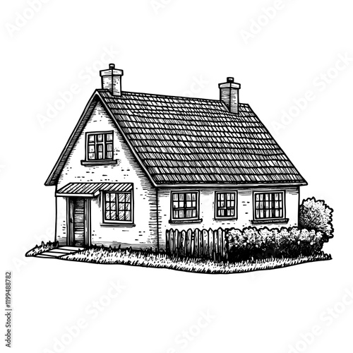 Modern house cottage drawing art vector