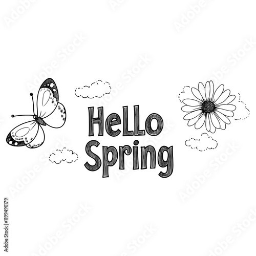 Hello Spring flower daisy illustration vector