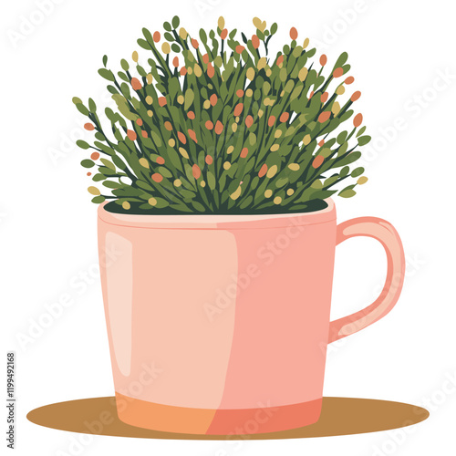 Cute plant pot coffee art design vector