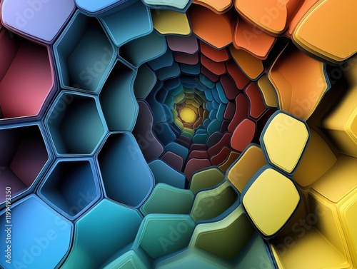 Exploring abstract hexagonal designs high fidelity gigapixel visuals in a colorful environment photo