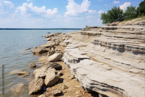 Lake Lewisville Outcrop: Exploring the Woodbine Group Formation Amidst a Stunning Summer Landscape photo