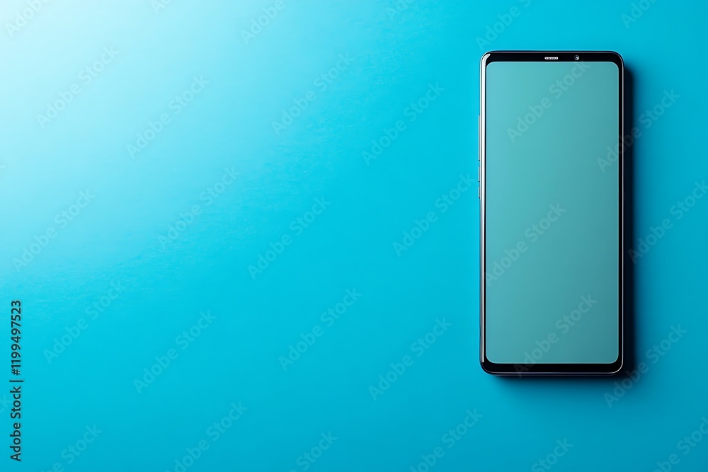 A modern smartphone on a blue gradient background, centered with enough space for text placement A modern smartphone on a blue gradient background, centered with enough space for text placement