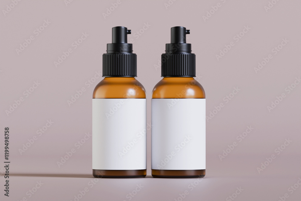 Realistic cosmetic bottle with black a lid pump