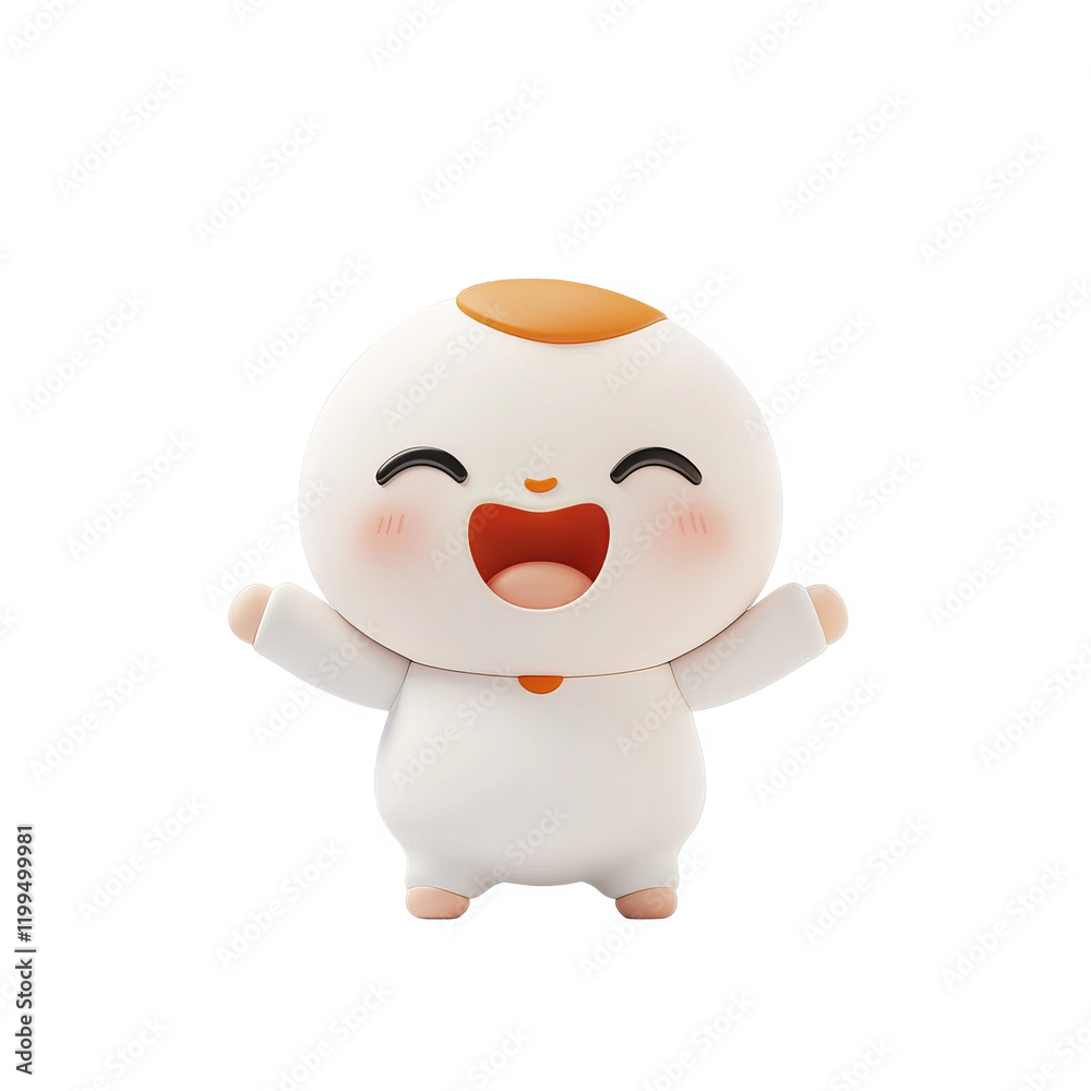 Fototapeta premium Joyful cartoon character celebrating studio setting digital art cheerful environment front view playful concept