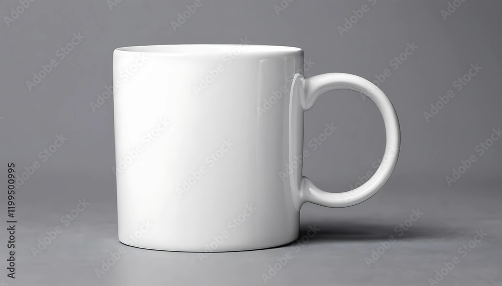 White mug mockup on grey background White mug mockup on grey background