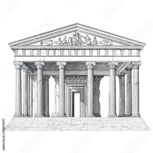 Greek architecture drawing architectural vector