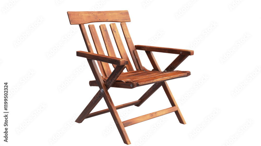 A stylish wooden folding chair, perfect for outdoor or indoor use, showcasing a modern design and natural finish against a white isolated background. A stylish wooden folding chair, perfect for outdoor or indoor use, showcasing a modern design and natural finish against a white isolated background.