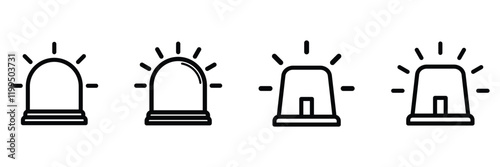 Alarm siren vector icon. Siren line icon set isolated on white background.