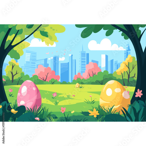 Park eggs illustration landscape vector