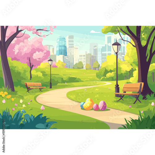 Park eggs illustration landscape vector