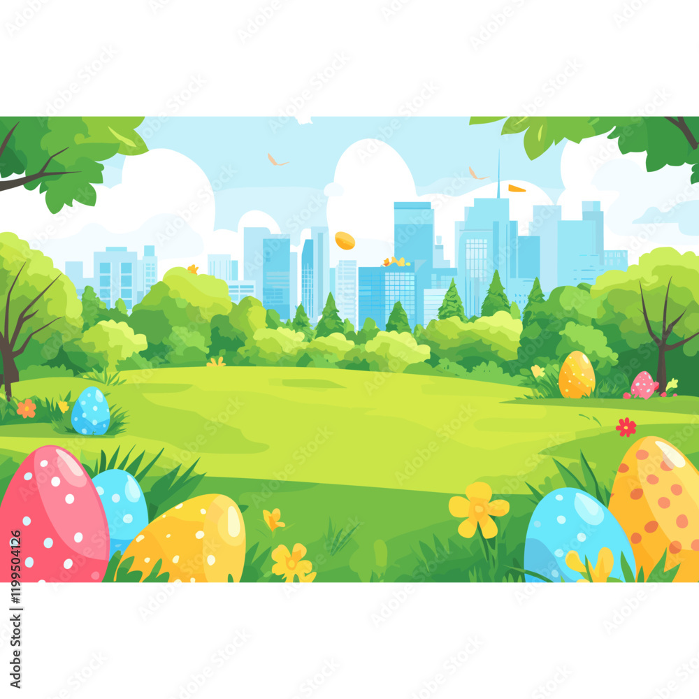 Park eggs illustration landscape vector