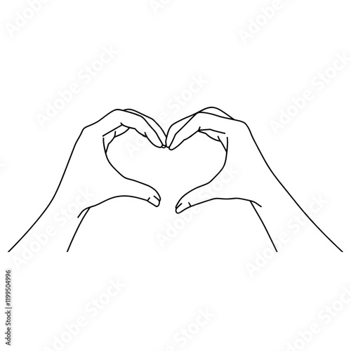 Two hands making the shape of a heart drawing gesture symbol vector