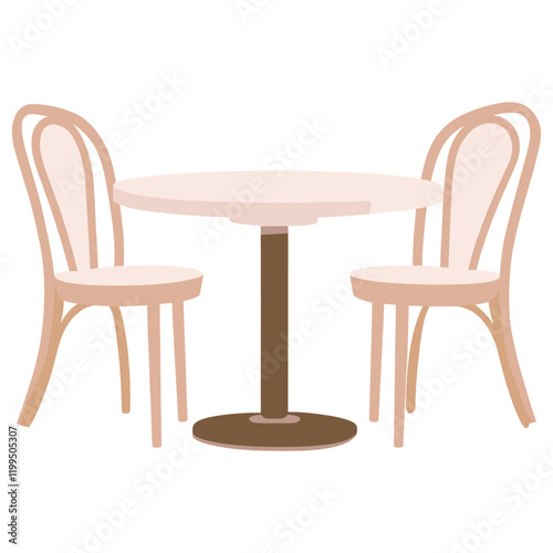 Cafe table and two chairs illustration minimalist furniture vector