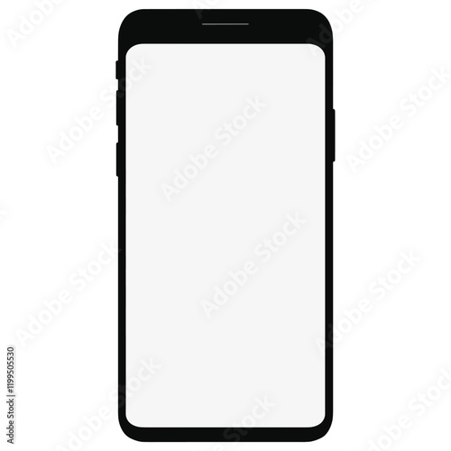 Black smartphone with white screen minimal illustration electronics vector