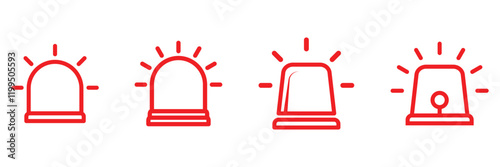 Set of siren icon. Siren icon thin line vector set. Ambulance siren icon set with outline eps 10.