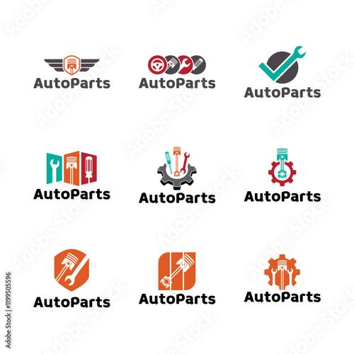 Set of Auto parts logo design. Automotive parts, automobile repairing car, vector design and illustration