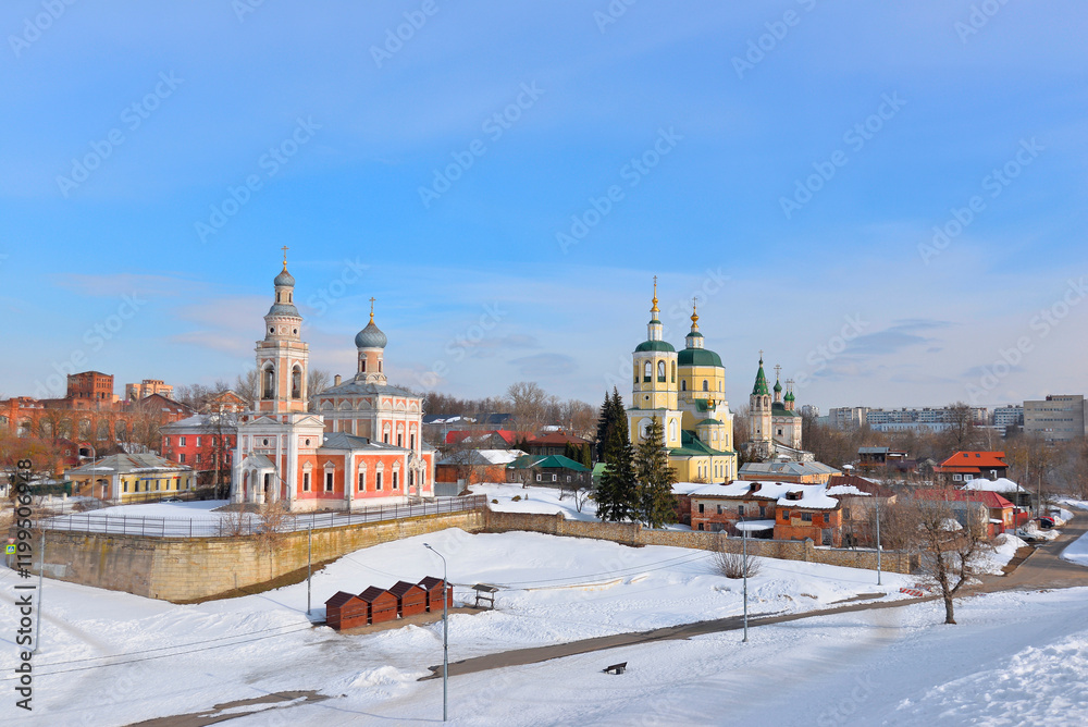 Obraz premium Serpukhov, Russia, view of historic district with churches