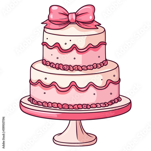 A girly cute pastel ribbon banner illustration pink red vector
