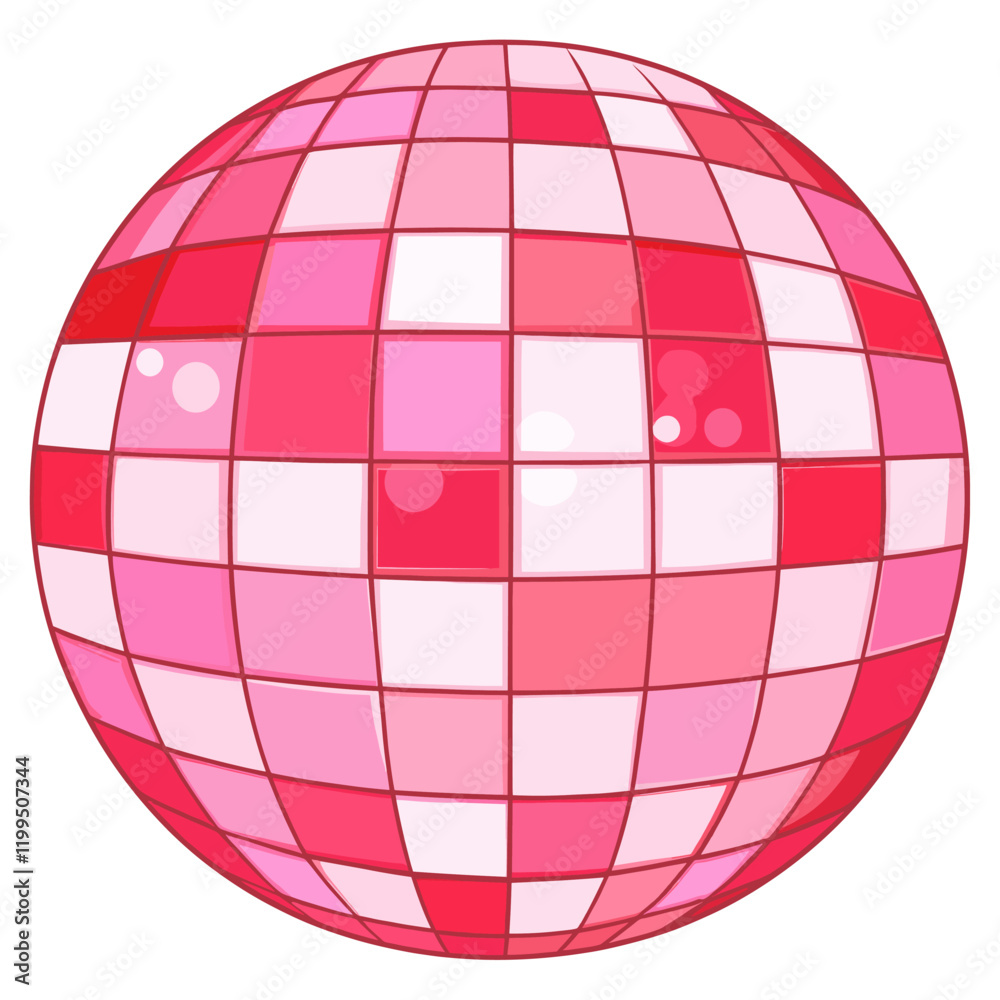 A pink disco ball illustration sphere retro vector A pink disco ball illustration sphere retro vector
