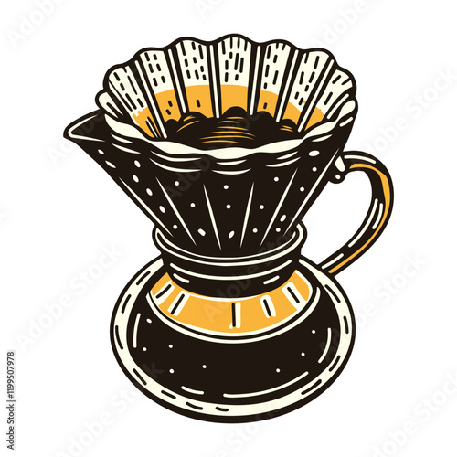 A vintage style icon of a cafe filter