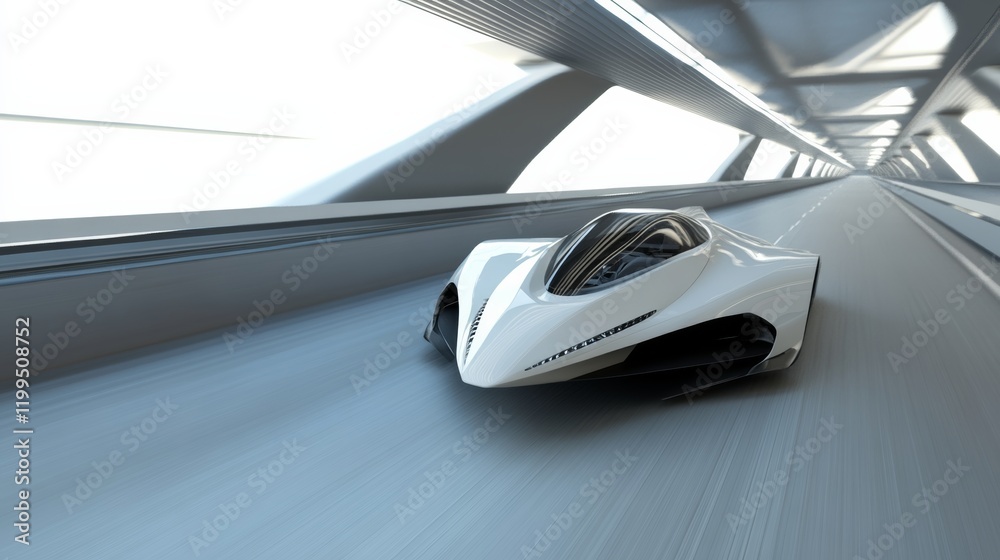 A futuristic, aerodynamic concept car driving along a minimalist urban highway, A futuristic, aerodynamic concept car driving along a minimalist urban highway,