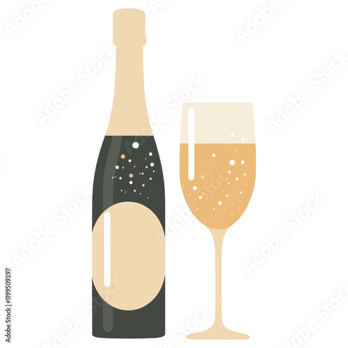 Champagne illustration beverage bottle vector