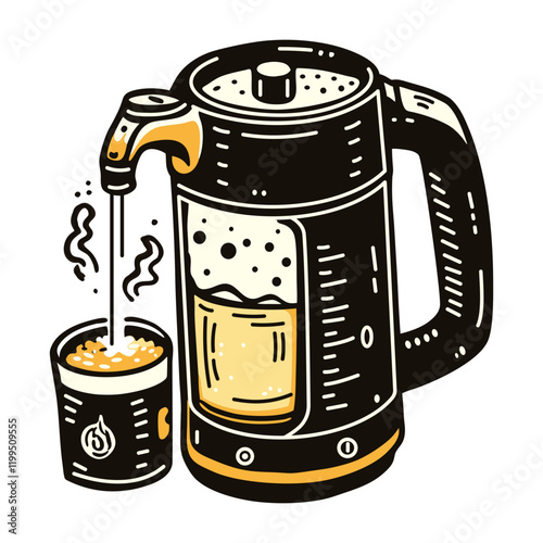 Milk steamer icon in vintage style