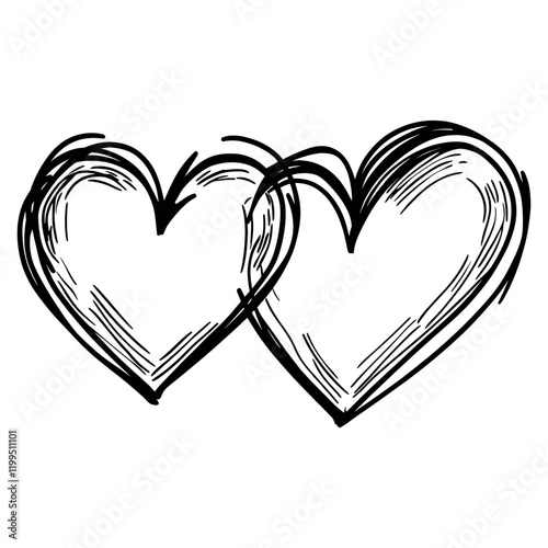 Artistic sketchy heart design vector