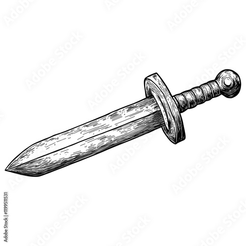 Sword weapon illustration hand-drawn vector