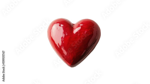 A vibrant red heart on a white isolated background, symbolizing love, passion, and affection for various creative concepts.