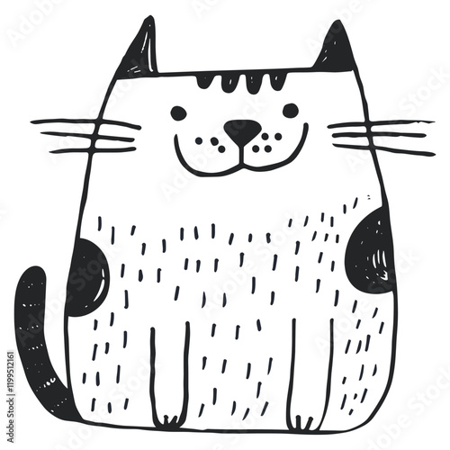 A cat doodle illustration hand-drawn drawing vector