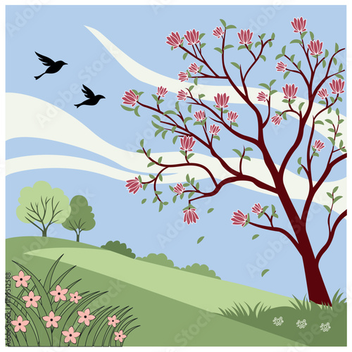 spring floral vector, blooming flowers, botanical illustration, flower design, floral pattern, spring blossom