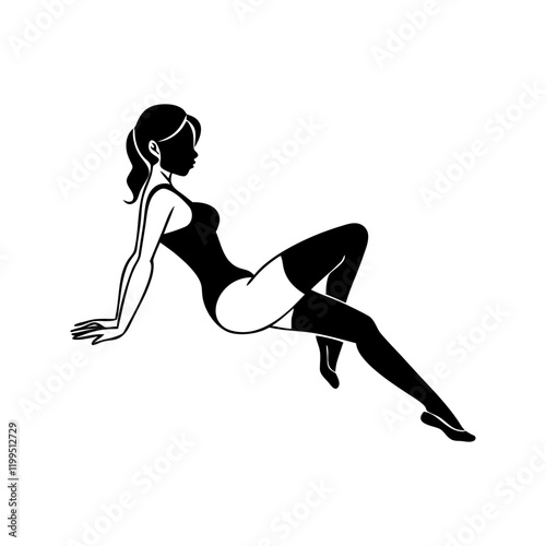 Elegant Lingerie Silhouette:  A Woman's Graceful Pose, White Background art sexy body model shape   
