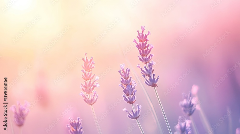 Lavender bloom in soft purple hue under light Lavender bloom in soft purple hue under light