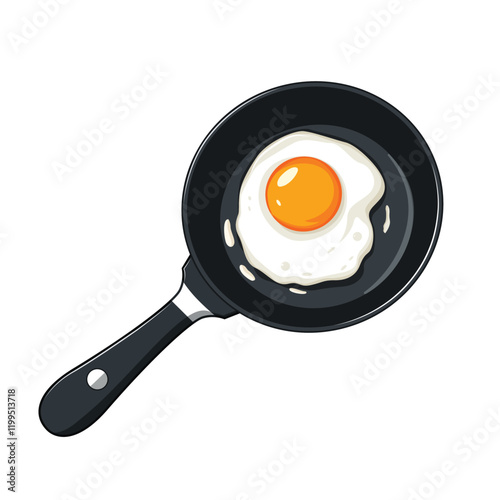 illustration of fried egg in a frying pan