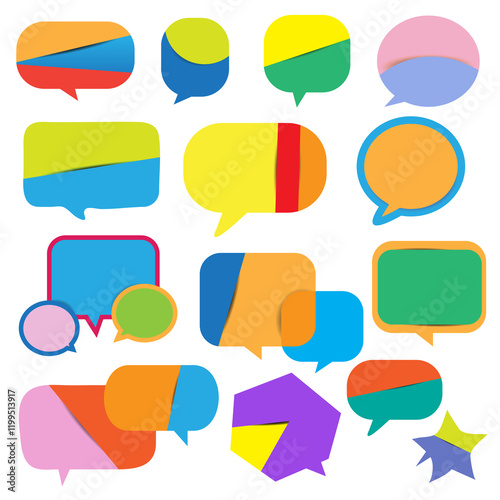 Set of colorful speech bubbles