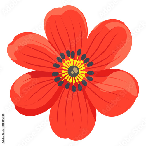 Red flower illustration floral petals vector