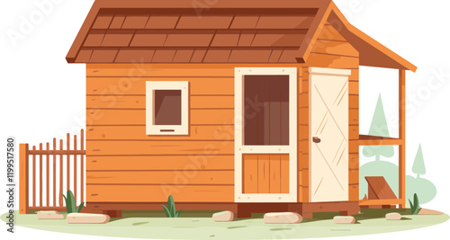 Chicken coop architecture illustration background vector