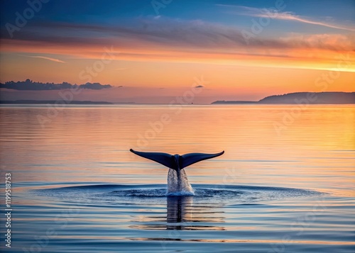Minimalist Bay of Fundy Whale Tail, Canadian Marine Wildlife