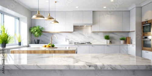 Minimalist Empty Marble Tabletop Kitchen Background Stock Photo