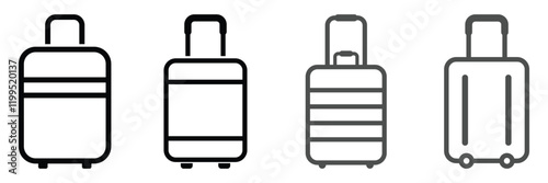 Suitcase icon set. Baggage, travel suitcase symbol. Luggage, bag icon set.