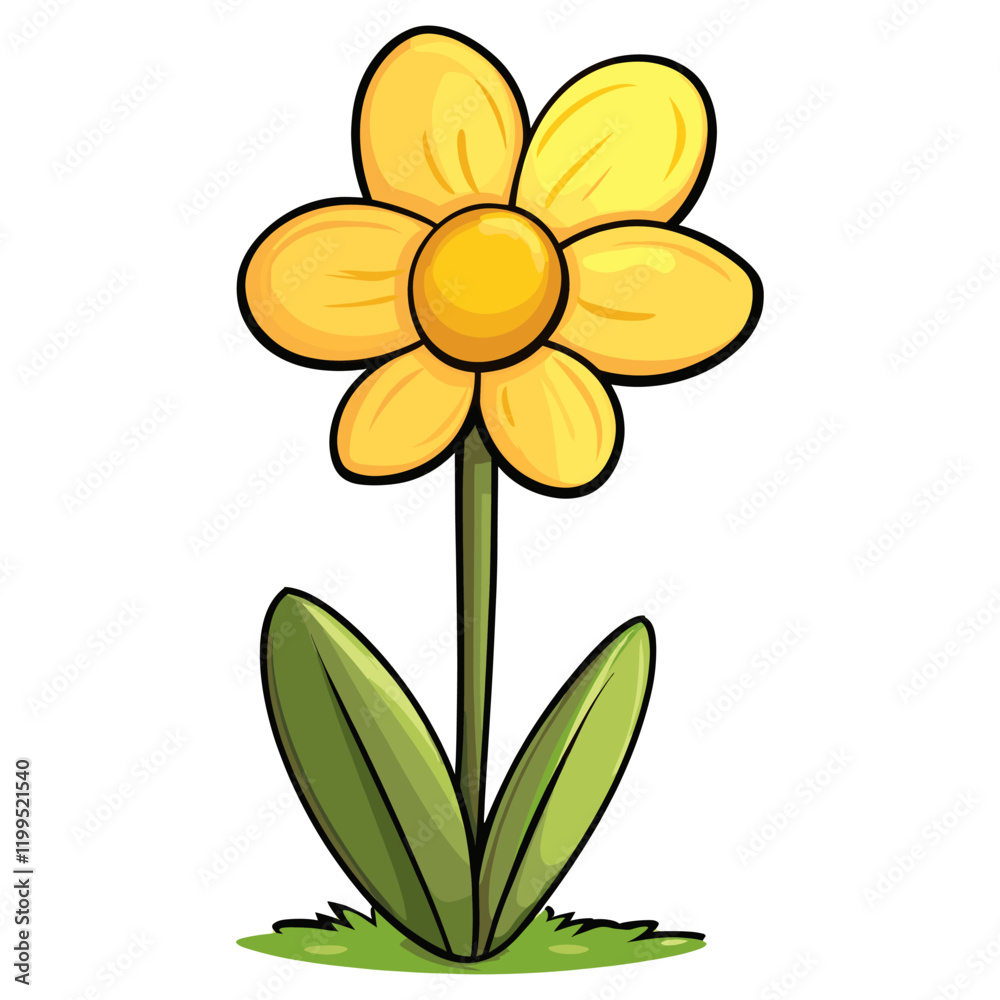 Fototapeta premium Playful and vibrant flat vector flower illustration daffodil vector
