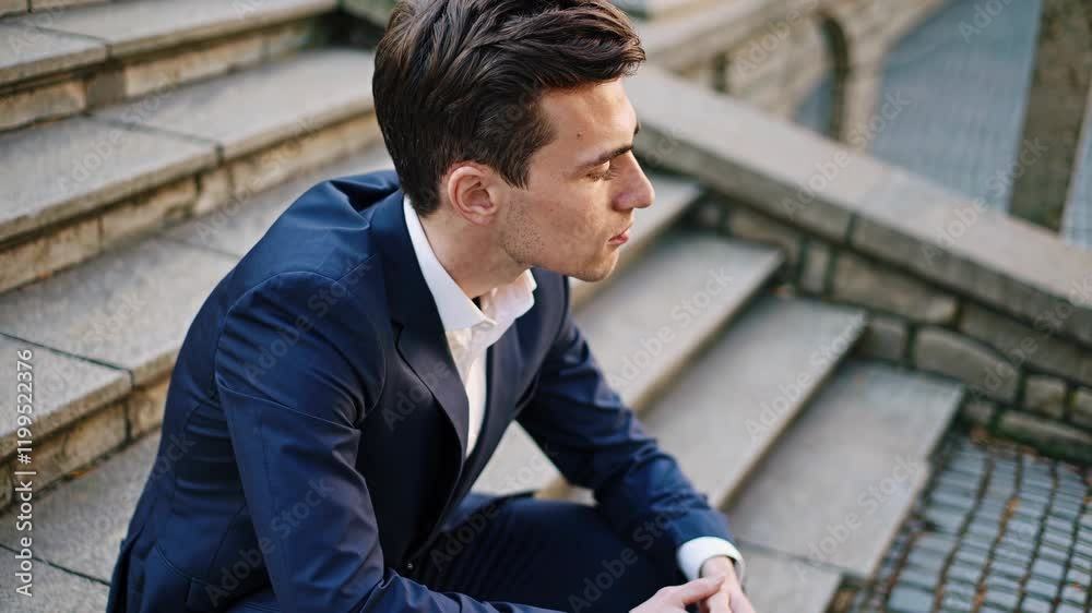 Focused Businessman in Contemplative Mood Focused Businessman in Contemplative Mood